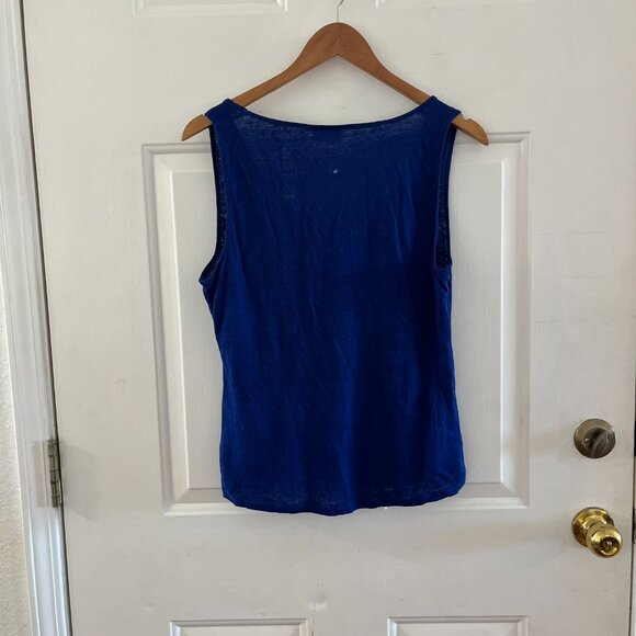 Poetry Blue Cobalt Simple Vest Linen Jersey Tank Top Sz 10 - Picture 3 of 8